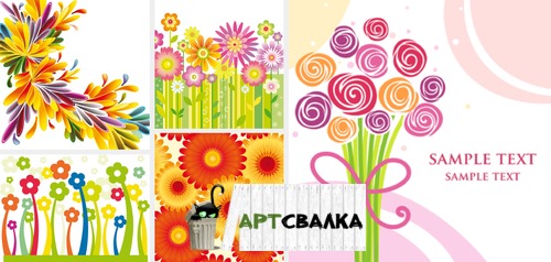 Пестрые цветы вектор | Colorful flowers vector